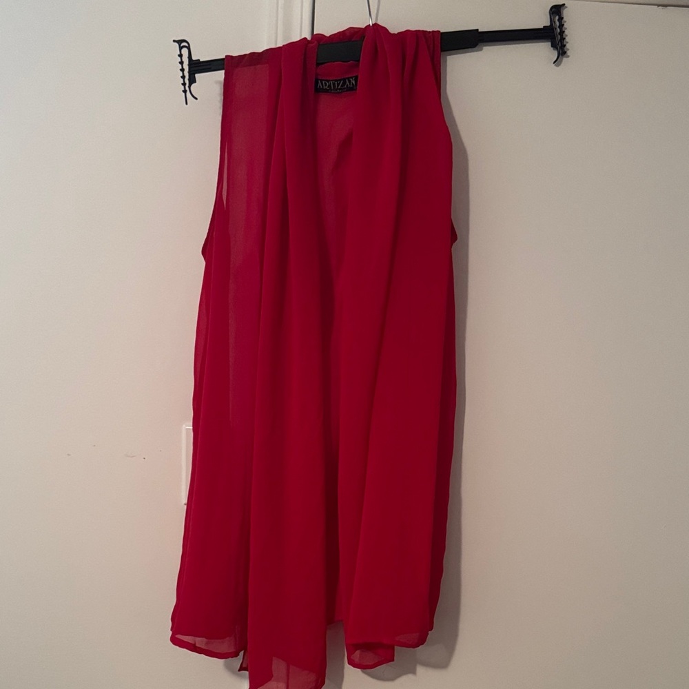 Artizan by Robin Barre Red Sleeveless Vest/overtop